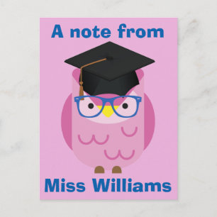 Een notitie van het leraar Paars Owl Briefkaart