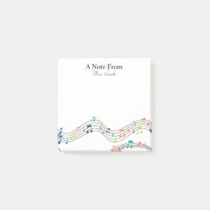 Een notitie van kleurrijke muzieknotitie over het  post-it® notes