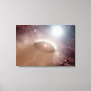 Een O-ster net achter een jonge, koelere ster Canvas Afdruk