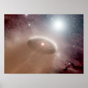 Een O-ster net achter een jonge, koelere ster Poster