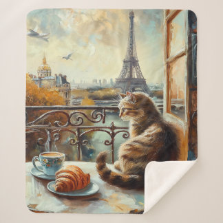 Een ochtend in Parijs | Gemberkat in een café Sherpa Deken