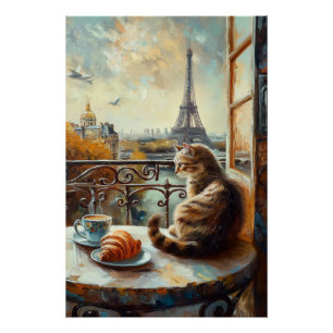 Een ochtend in Parijs   Ginger Cat in een café Perfect Poster