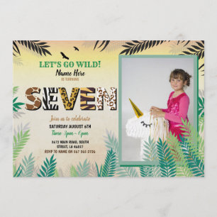 Een Oerwoud 7e Verjaardagsfeest 7 Safari ZOO Foto Kaart