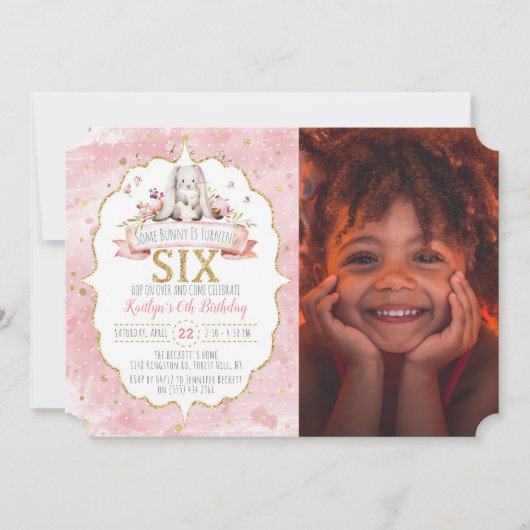 Een of andere bunny draait 6 zestigste verjaardag kaart (Voorkant)