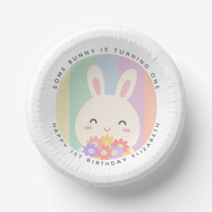 Een of andere Bunny draait om een regenboogdag Papieren Kommen