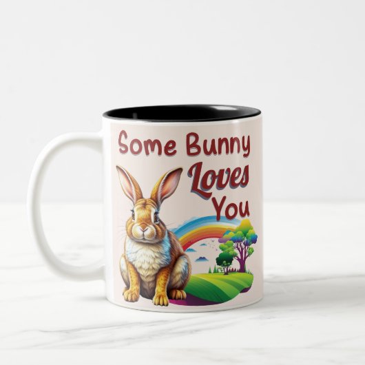 Een of andere Bunny houdt van je Pasen Tweekleurige Koffiemok (Links)