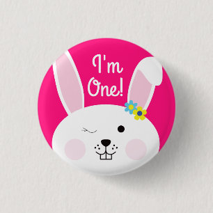 Een of andere Bunny is één Cute Rabbit 1st Birthda Ronde Button 3,2 Cm