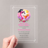 Een of twee graden warmer flamingo Afstuderen part Acryl Uitnodigingen (Insitu (Draagbaar))