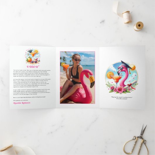 Een of twee graden warmer tropisch Afstudeerder pa Drieluik Uitnodiging (Binnen)