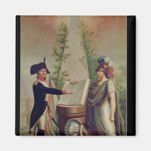 Een officier van de nationale garde die een eed af magneet