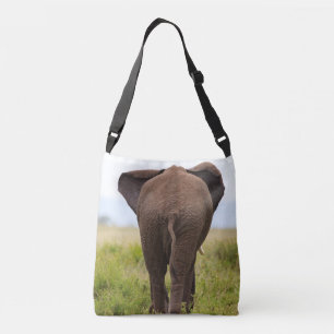 Eén olifant die op grasland loopt, Afrika Crossbody Tas