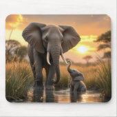 Een olifant met zijn Baby Muismat (Voorkant)