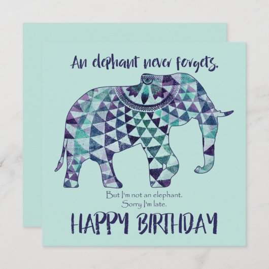 Een Olifant Vergeet Nooit - Verjaardagskaart 3 (Voorkant / Achterkant)