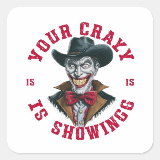 Een ondeugend ogende cowboy vierkante sticker