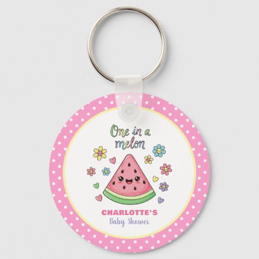 Een One in a Melon Celebration Baby shower Sleutelhanger (Voorkant)