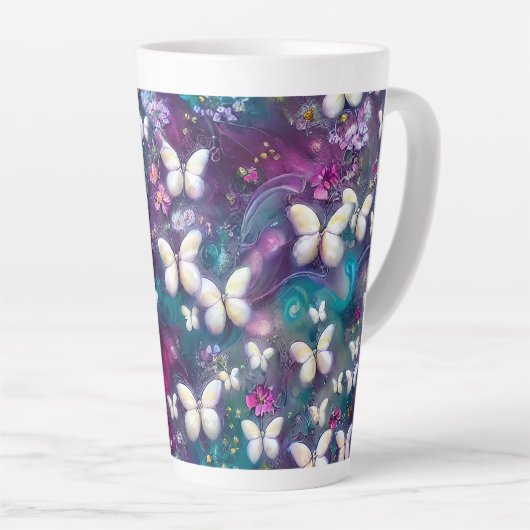 Een ontwerp uit de multifunctionele vlinderreeks 5 latte mok (Rechterhoek)