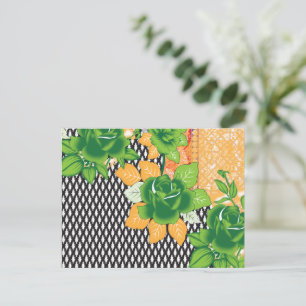 Een ontwerp van een groene en gele muur opknoping briefkaart