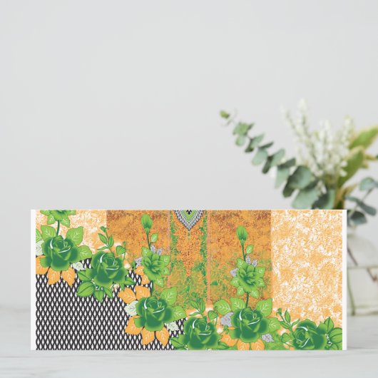 een ontwerp van een groene en gele wandversiering menu (Staand voorkant)