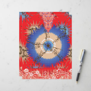 Een ontwerp van een rode achtergrond met een blauw