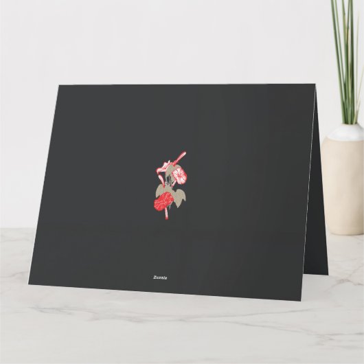 Een ontwerp van een rode bloem op een witte achter bedankkaart (Achterkant)