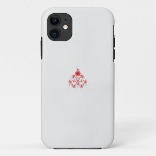 Een ontwerp van een rode bloem op een witte achter iPhone 11 hoesje
