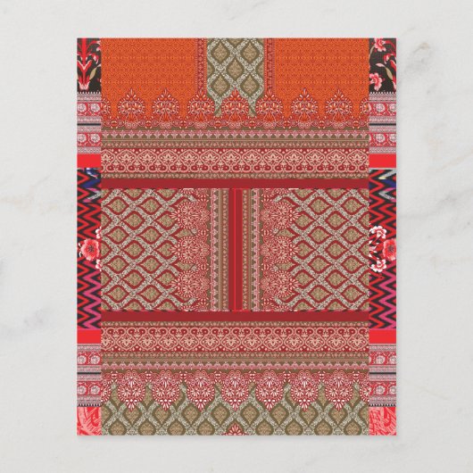 Een ontwerp van een rood en beige patroon flyer (Achterkant)