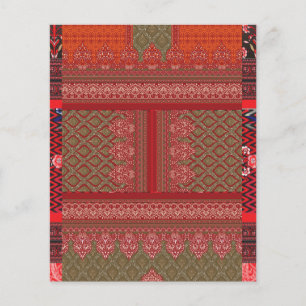 Een ontwerp van een rood en beige patroon flyer