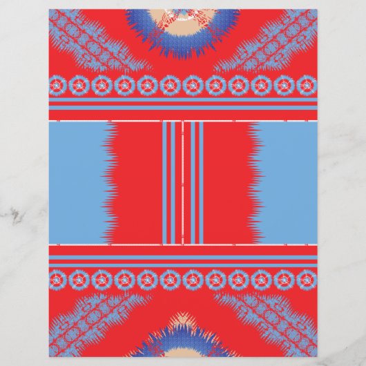 Een ontwerp van een rood en blauw patroon (Voorkant)