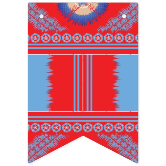 Een ontwerp van een rood en blauw patroon vlaggetjes (Derde vlag)