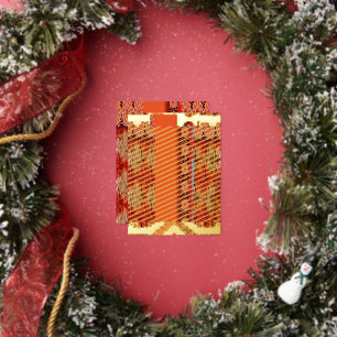 Een ontwerp van een rood en goud patroon folie feestdagen briefkaart