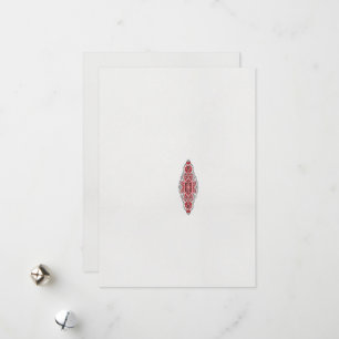 Een ontwerp van een rood en wit patroon feestdagenkaart