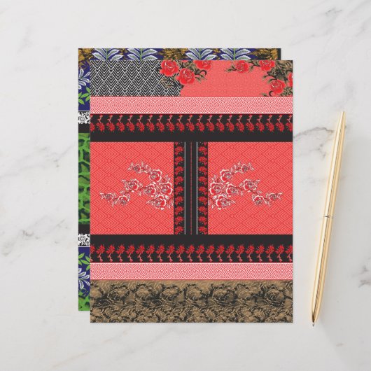 Een ontwerp van een rood en zwart behang (Voorkant / Achterkant in situ)