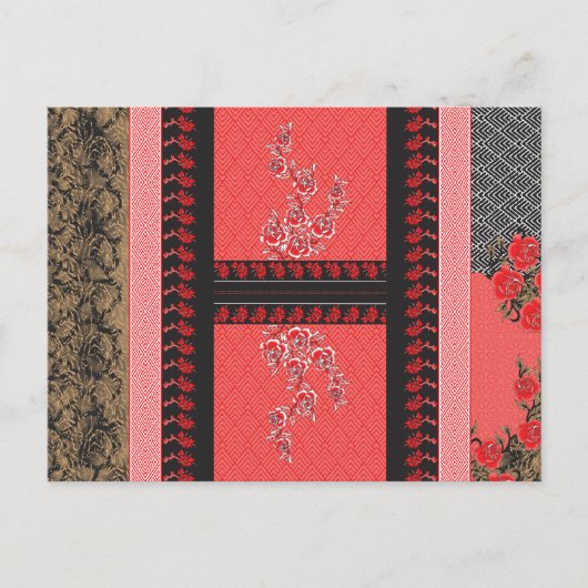 Een ontwerp van een rood en zwart behang briefkaart (Voorkant)