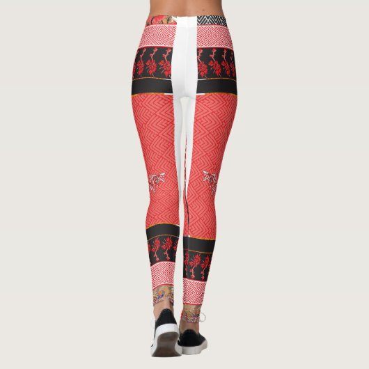 Een ontwerp van een rood en zwart behang leggings (Achterkant)