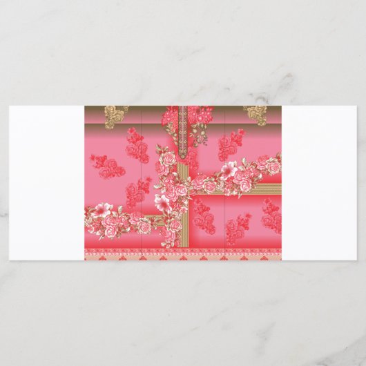 Een ontwerp van een roze en gouden achtergrond met menu (Achterkant)