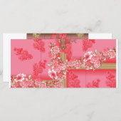 Een ontwerp van een roze en gouden achtergrond met menu (Voorkant / Achterkant)