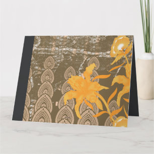 Een ontwerp van een schilderij met gele bloemen er bedankkaart