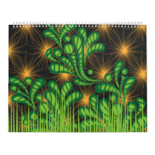 Een ontwerp van een spiegel en enkele planten kalender