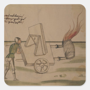 Een oorlogsmachine, illustratie van 'De Machinis' Vierkante Sticker