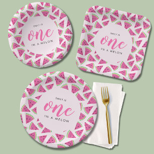 Een op een meloen 1e verjaardag papieren bordje