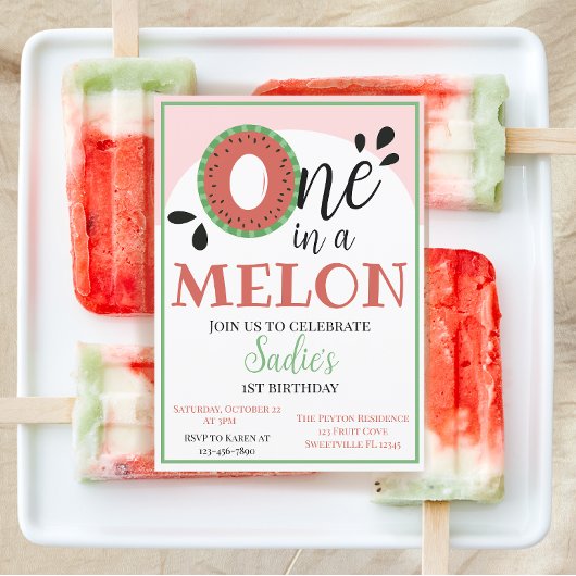 Eén op een Melon First Birthday Kaart