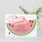Eén op een Melon First Birthday Uitnodiging (Staand voorkant)