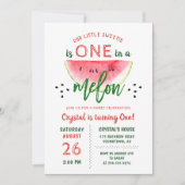 Eén op een Melon Glitter Watermelon Eerste Dag Kaart (Voorkant)