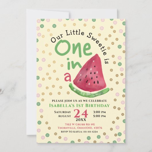 Een op een Melon Watermeloen-feest Kaart (Voorkant)