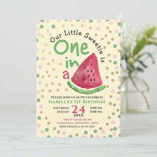 Een op een Melon Watermeloen-feest Kaart (Staand voorkant)