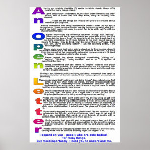 Een open brief aan mensen zonder chronische ziekte poster