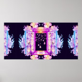 Een open  venster met slangen tegen een achtergron poster (Voorkant)