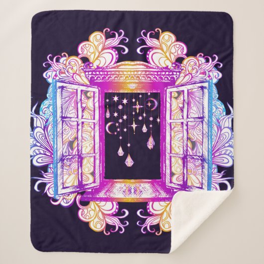 Een open venster met slangen tegen een achtergron sherpa deken (Voorkant)