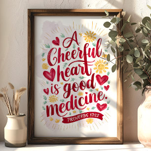 Een Opgewekt Hart Spreuken 17:22 Christelijke Muur Poster