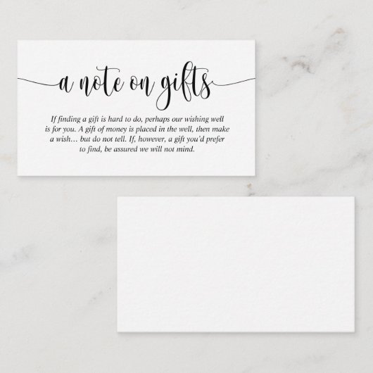 Een opmerking over Huwelijkscadeaus, modern elegan Informatiekaartje (Voorkant / Achterkant)
